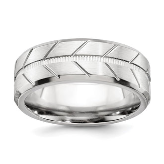High-Quality Cobalt Beveled 8mm Band | Stylish Chiseled & Polished Finish