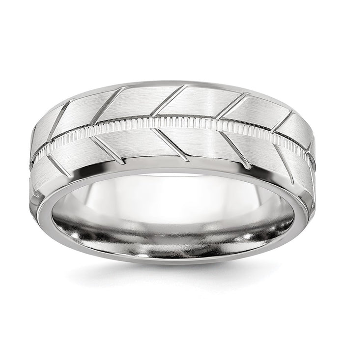 High-Quality Cobalt Beveled 8mm Band - Stylish Chiseled Finish, Affordable Price-1