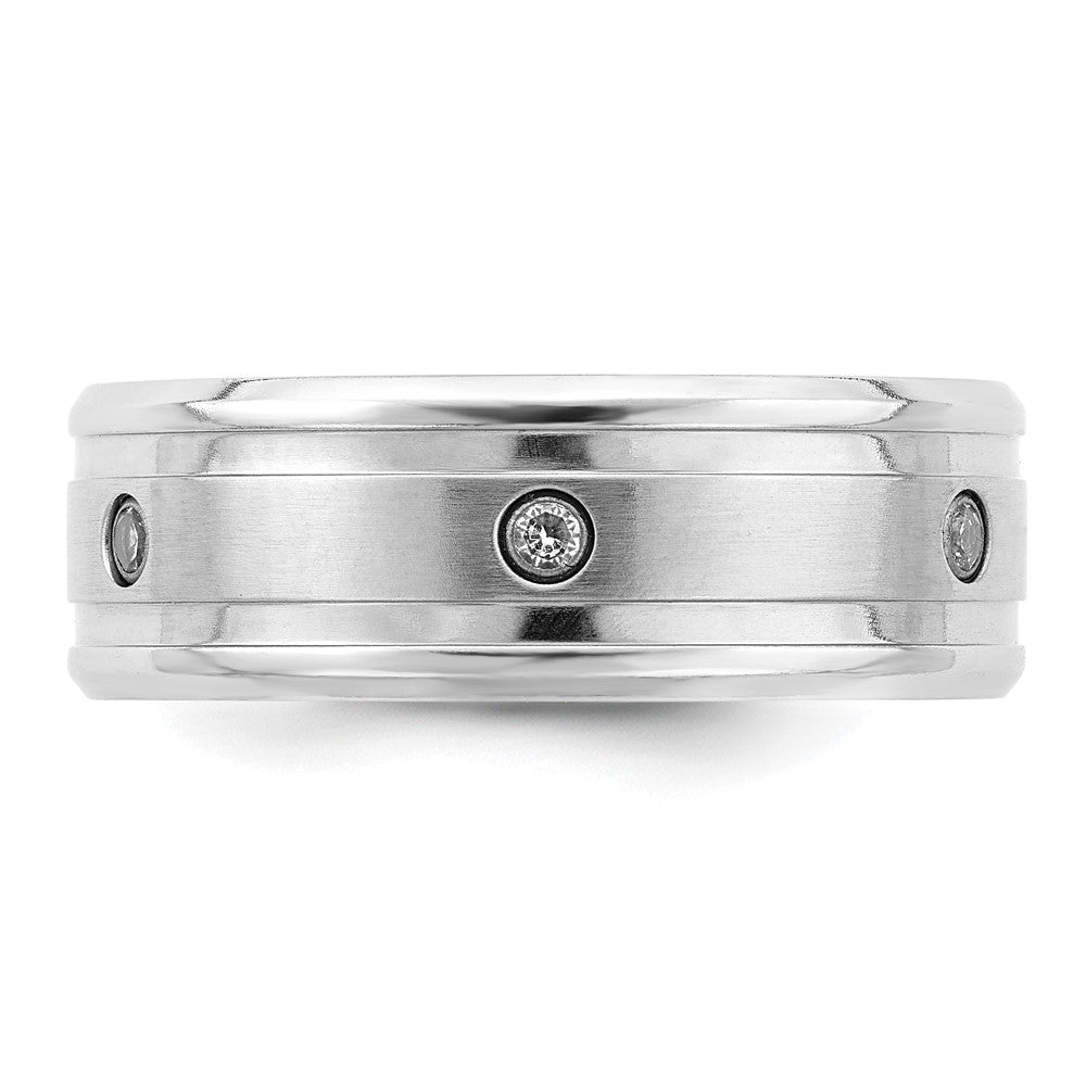 Buy Exclusive 8mm Cobalt Chisel Beveled Band - Stylish Brushed & Polished Finish with CZ Accents