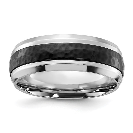 Buy Stylish Chiseled Cobalt Polished 8mm Band with Hammered Black IP-Plating