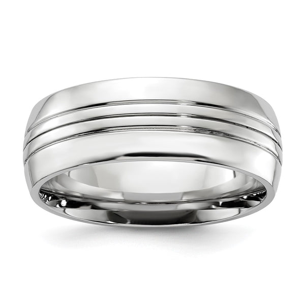 Cobalt Polished 8mm Grooved Chisel Band Ring