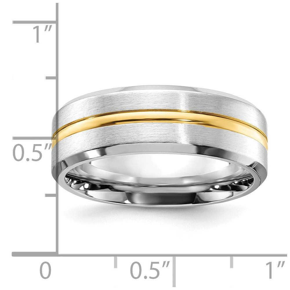 Exclusive 8mm Cobalt Chisel Band - Stylish Brushed Finish, Yellow IP-Plated