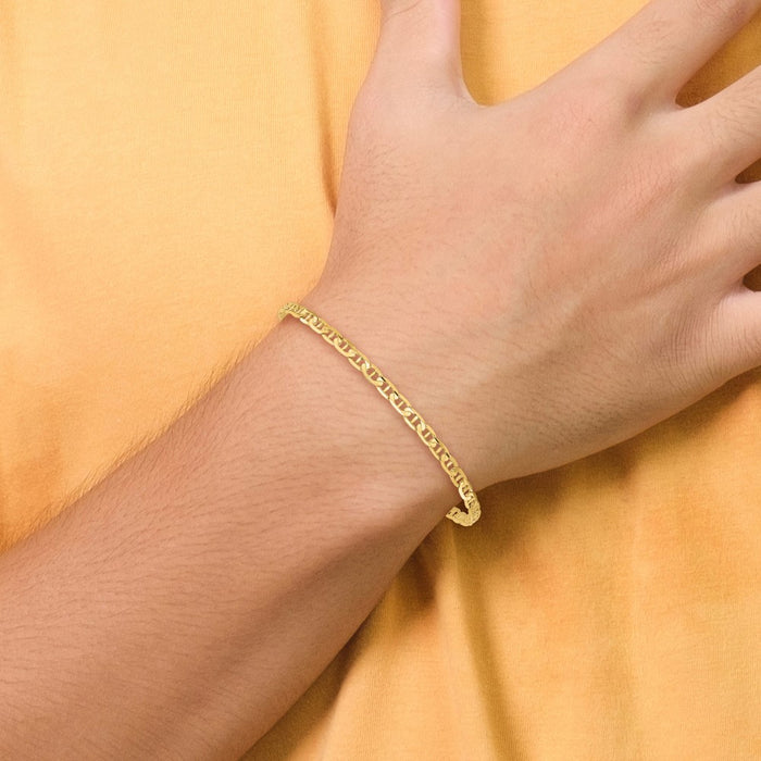 Buy Discounted 14K Gold 7-Inch Concave Anchor Bracelet - 3mm Stylish Design-3
