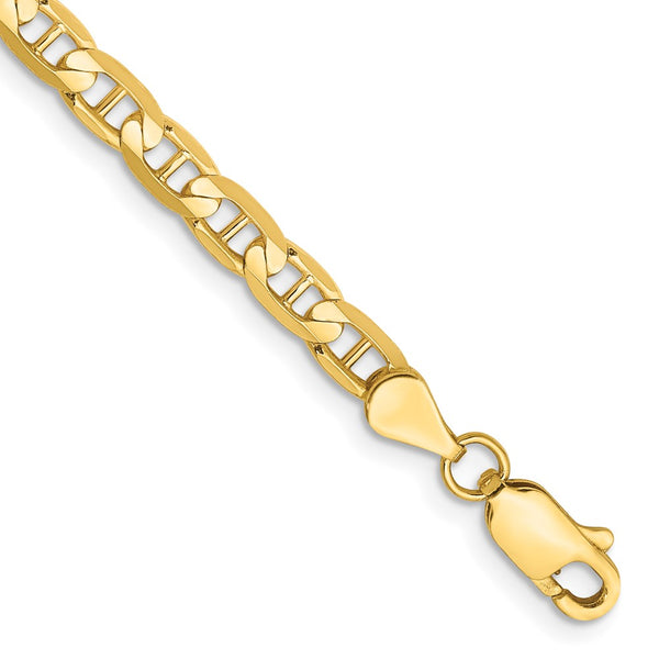 14K Gold 10-Inch Concave Anchor Chain, 3.75mm
