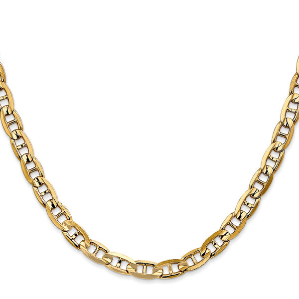 14K Gold Concave Anchor Chain, 5.25mm