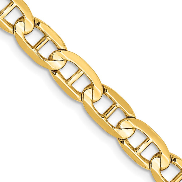 14K Gold Concave Anchor Chain, 5.25mm