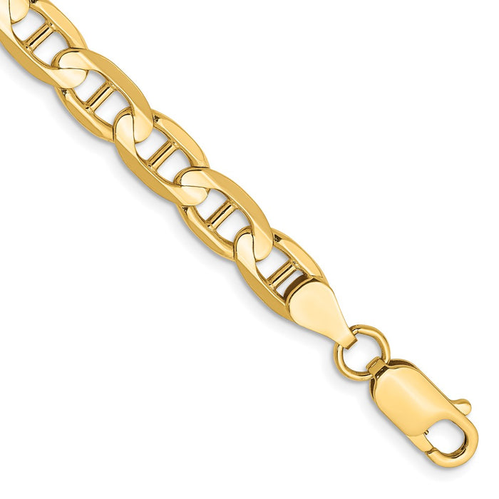 Exclusive 14K Gold 7-Inch Concave Anchor Bracelet - Stylish 6.25mm Links-1