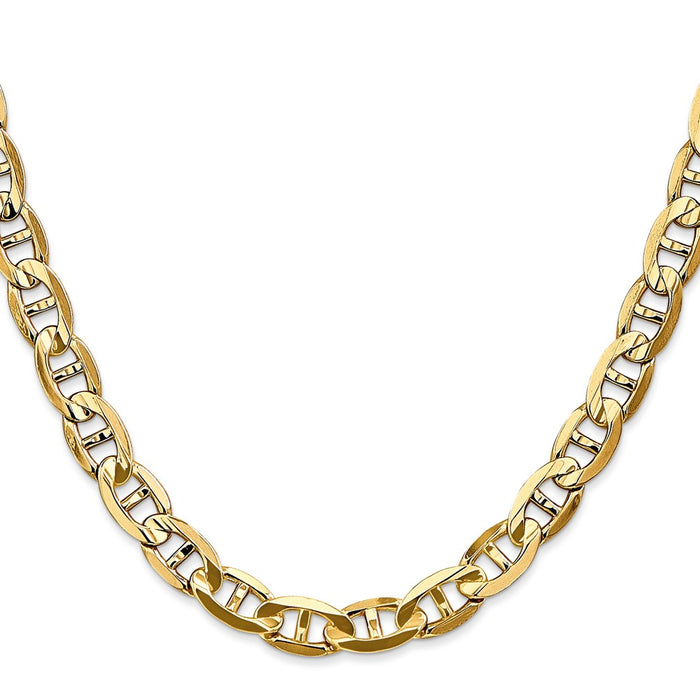 Buy 14K Gold 22-Inch Concave Anchor Chain, 7mm, Stylish Lobster Clasp-2