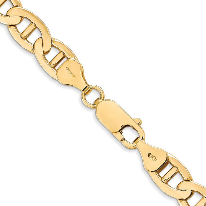 Buy 14K Gold 22-Inch Concave Anchor Chain, 7mm, Stylish Lobster Clasp-3
