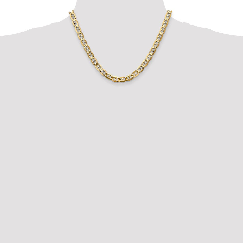 High-Quality 14K Gold 18-Inch Concave Anchor Chain, 7mm - Stylish Value!