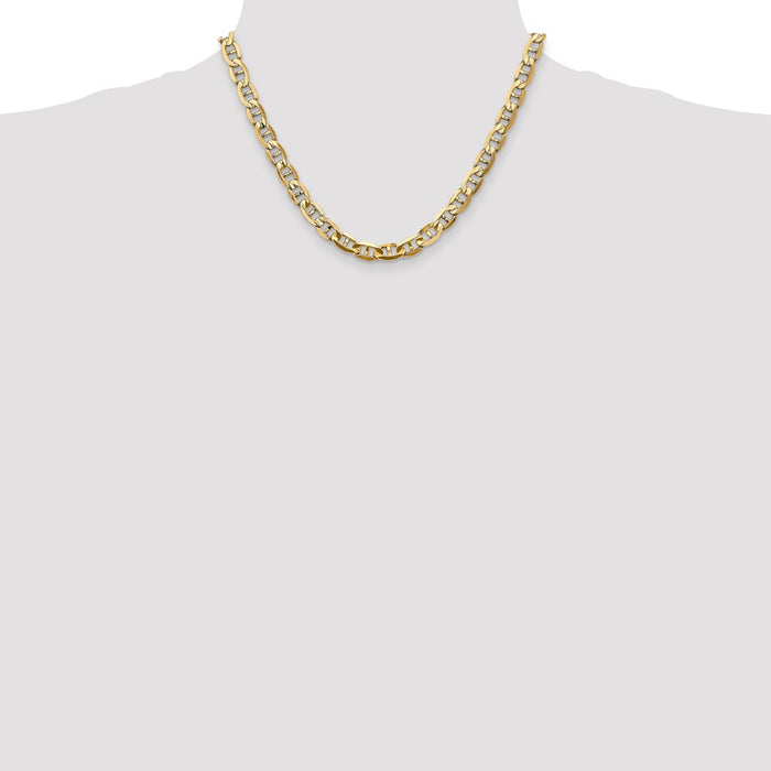 High-Quality 14K Gold 18-Inch Concave Anchor Chain, 7mm - Stylish Value!-4