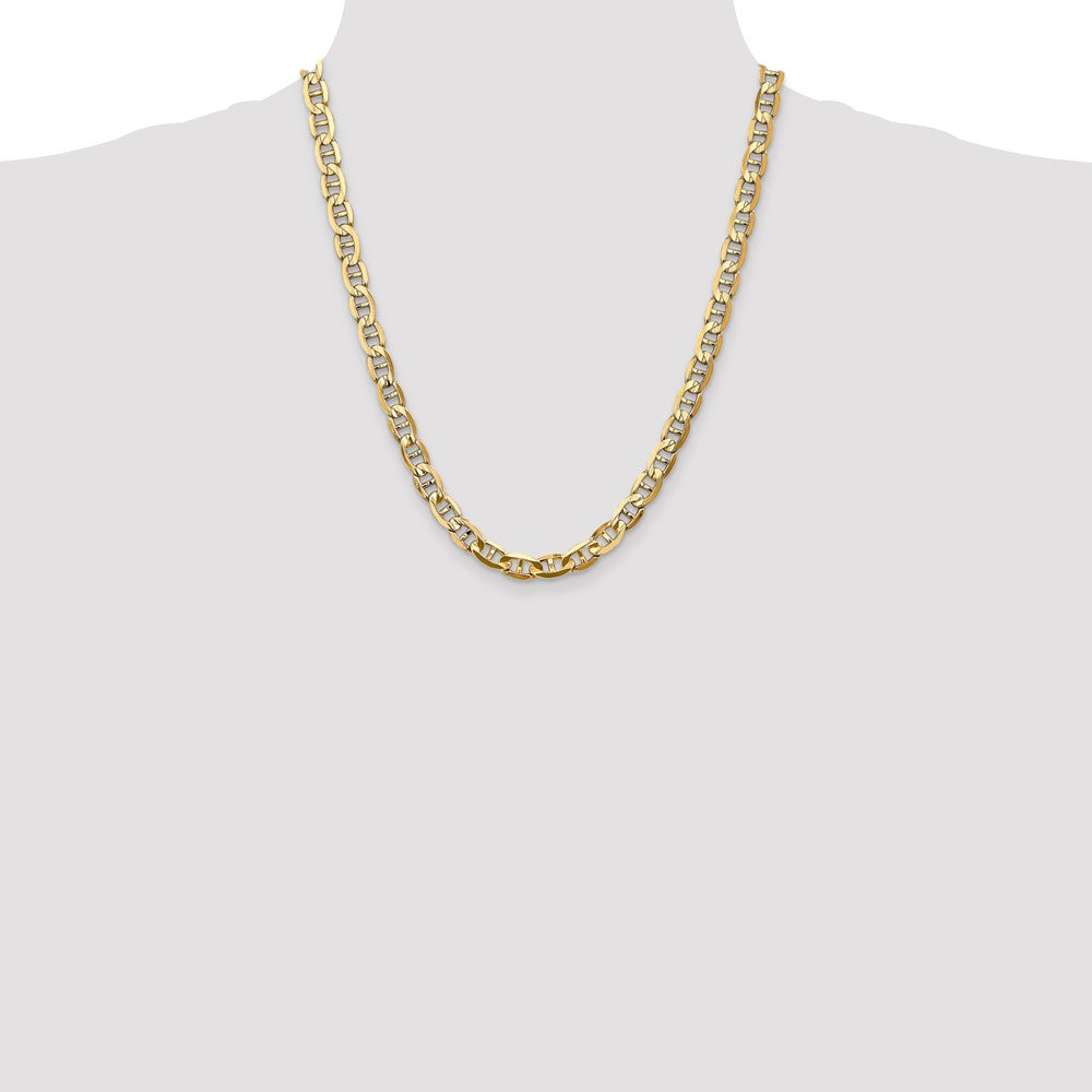 Buy 14K Gold 22-Inch Concave Anchor Chain, 7mm, Stylish Lobster Clasp