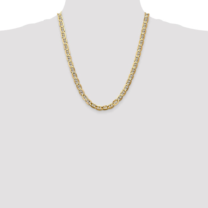 Buy 14K Gold 22-Inch Concave Anchor Chain, 7mm, Stylish Lobster Clasp-4