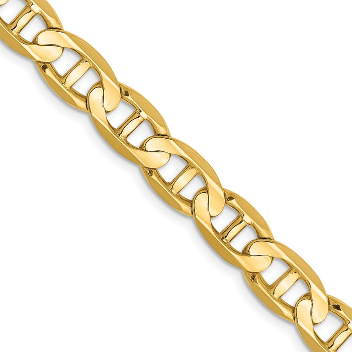 Buy 14K Gold 22-Inch Concave Anchor Chain, 7mm, Stylish Lobster Clasp-1
