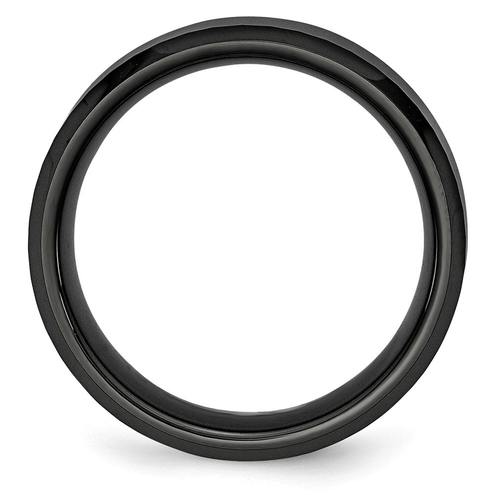 High-Quality 8mm Polished Black Ceramic Chisel Band - Stylish & Affordable!