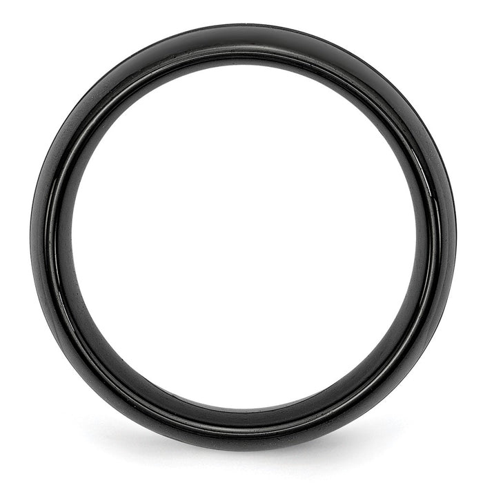 Buy Exclusive 8mm Chiseled Ceramic Black Brushed & Polished Ring - Stylish Value!-2