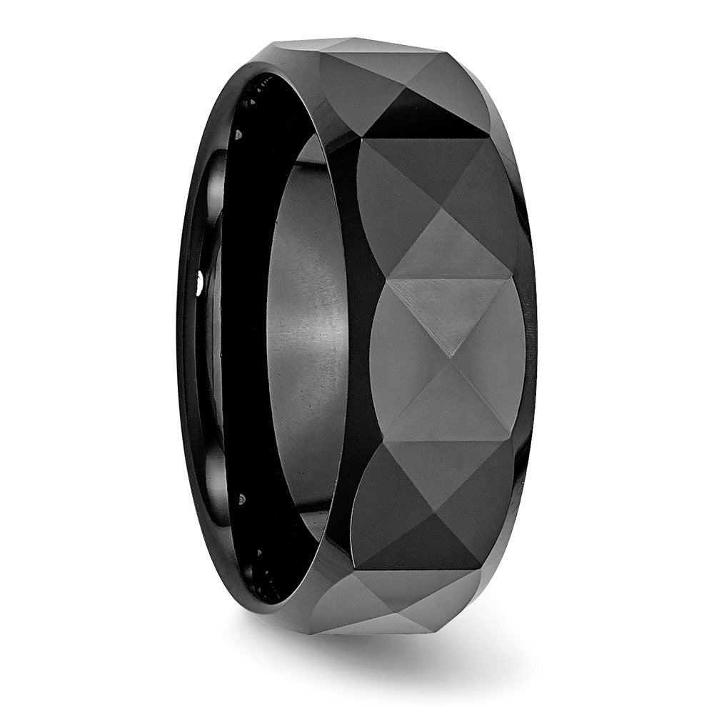Shop Stylish 8mm Polished Black Ceramic Chisel Faceted Band with Beveled Edges
