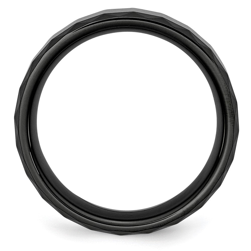 High-quality 8mm Polished Black Ceramic Band with Beveled Edges - Stylish Value!