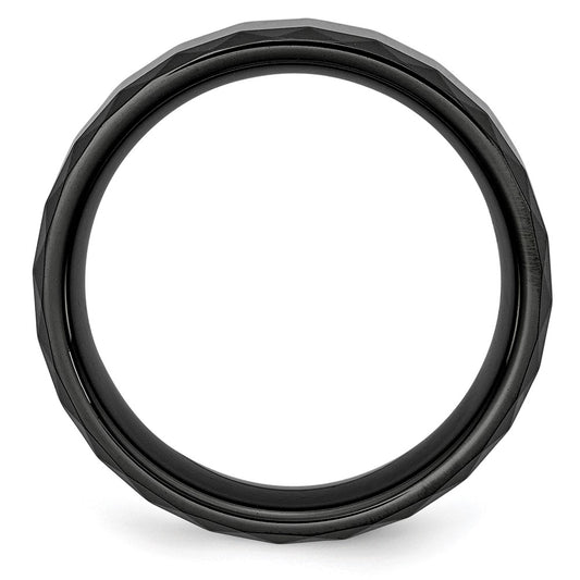 High-quality 8mm Polished Black Ceramic Band with Beveled Edges - Stylish Value!