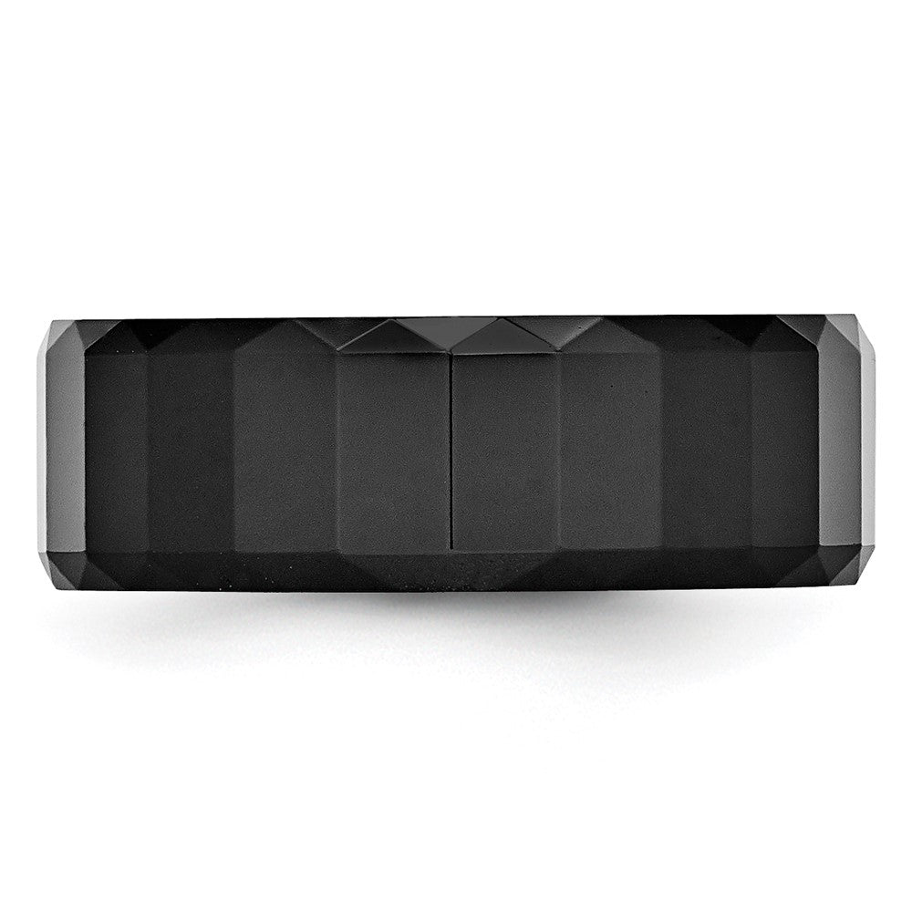 Shop Stylish 8mm Black Ceramic Chisel Faceted Band - High-Quality Beveled Edge