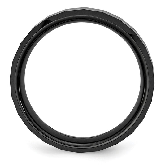 High-Quality 8mm Black Ceramic Chisel Faceted Beveled Edge Band - Stylish Value