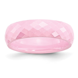 Buy Stylish Polished Pink Faceted 6mm Ceramic Chisel Band - Affordable Luxury!