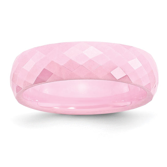 Buy Stylish Polished Pink Ceramic Chisel Band - 6mm Faceted Design, Affordable!