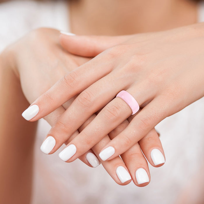 Buy Stylish Polished Pink 8mm Ceramic Chisel Band - Affordable Luxury Ring-5