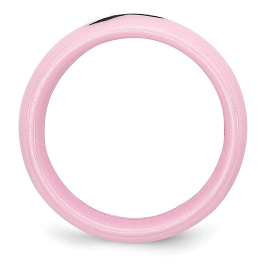 High-Quality Chiseled Ceramic 8mm Pink & Black Laser-Engraved Band - Stylish Value!