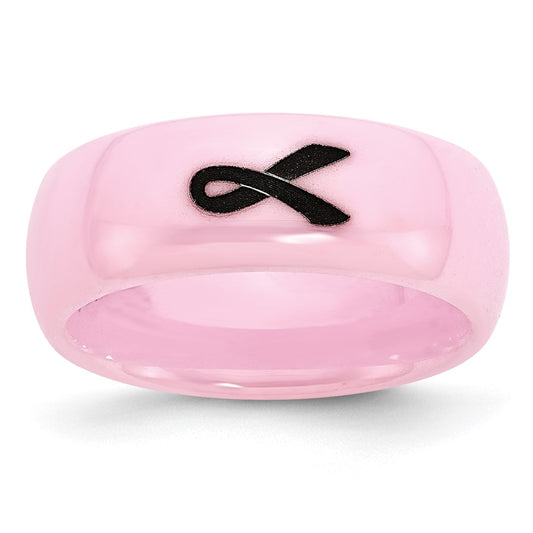 Buy Stylish Chiseled Ceramic Pink & Black 8mm Laser-Engraved Ribbon Band