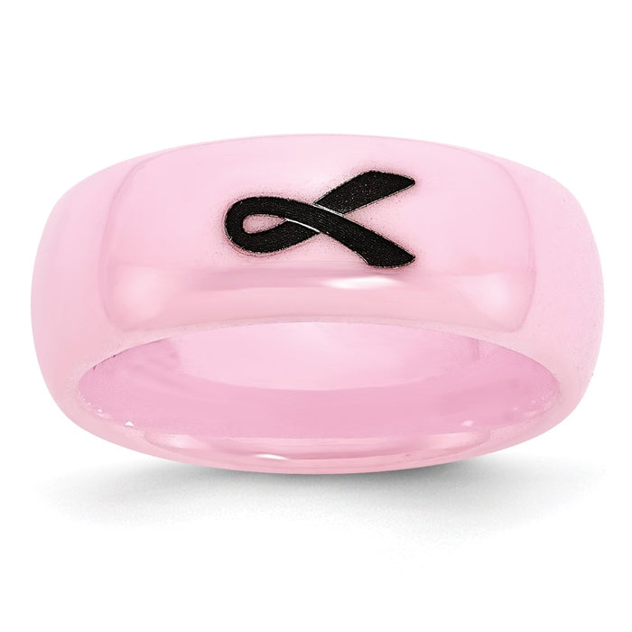 Buy Stylish Chiseled Ceramic Pink & Black 8mm Laser-Engraved Ribbon Band-1