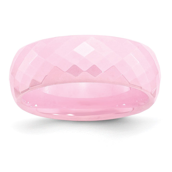 Buy Stylish Polished Pink 7.5mm Chisel Ceramic Band - Affordable Luxury Ring-1