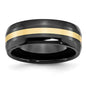 Buy Stylish 8mm Chiseled Black Ceramic Band with 14K Gold Inlay - Luxury Finish-3