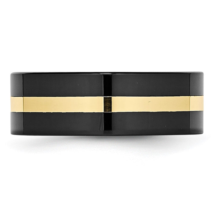 Buy Stylish 8mm Polished Ceramic Band with 14K Gold Inlay - Luxury Design-3