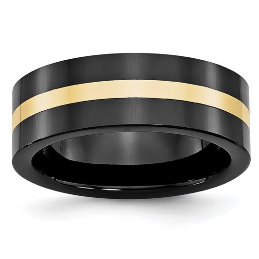Buy Stylish 8mm Polished Ceramic Band with 14K Gold Inlay - High-Quality Value