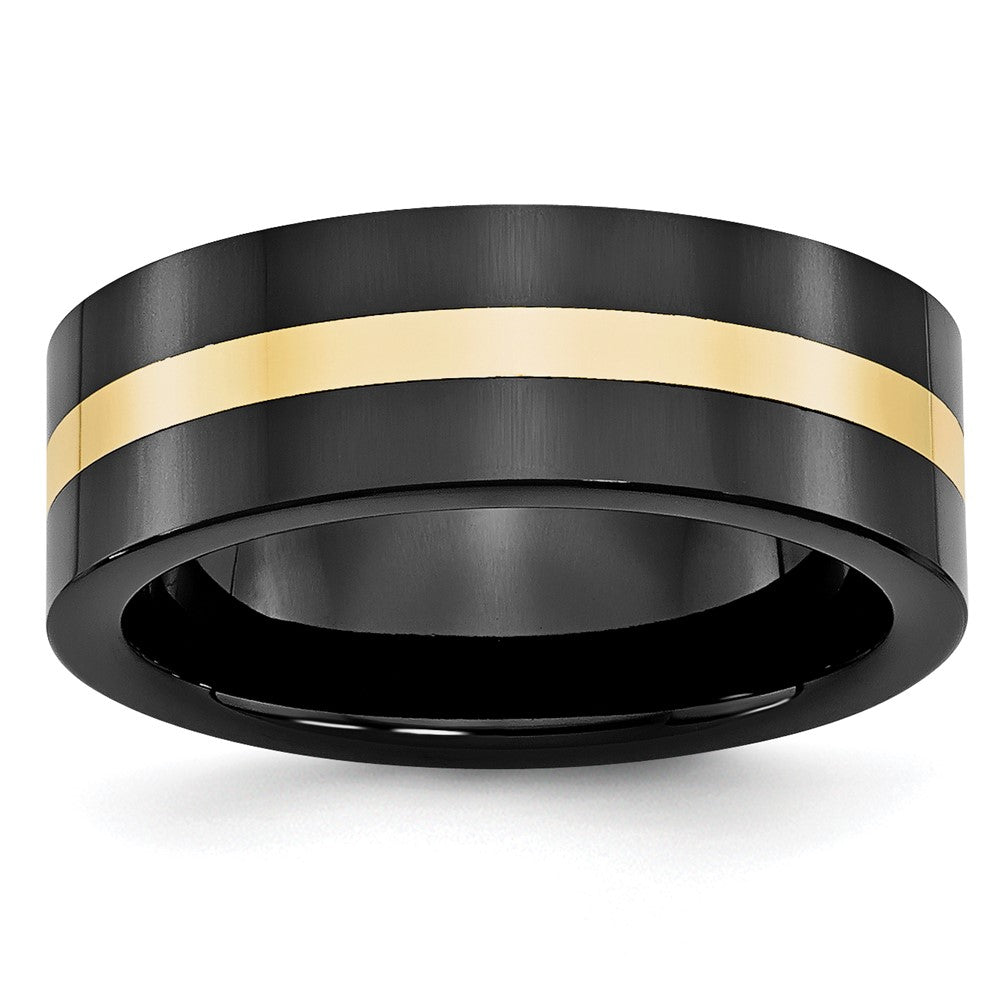 Buy Stylish 8mm Polished Ceramic Band with 14K Gold Inlay - Luxury Design