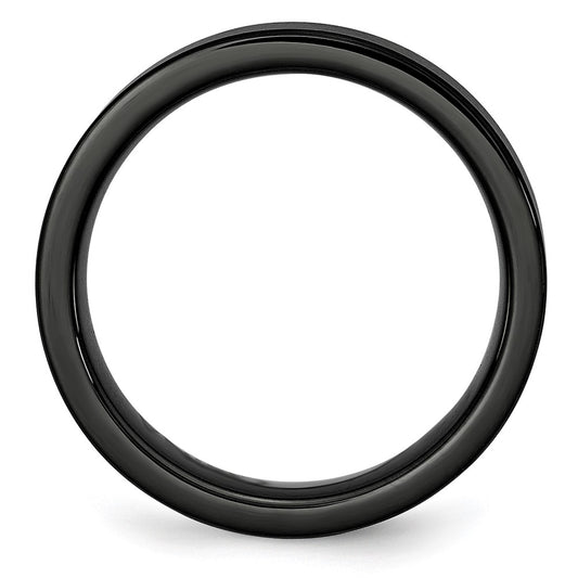 Buy Stylish Brushed Black Ceramic Flat Band - 6mm Chisel Design, Affordable Price
