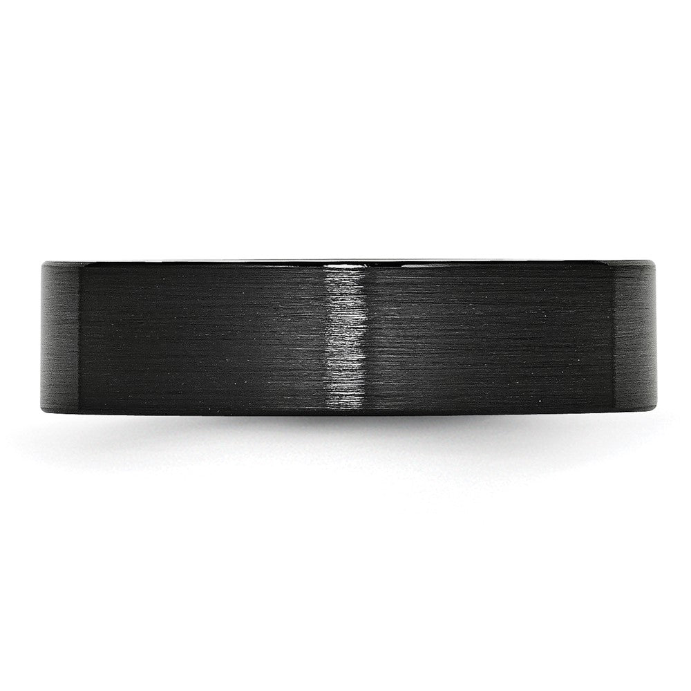 Designer Brushed Black Ceramic 6mm Flat Chisel Band - Affordable Luxury Style