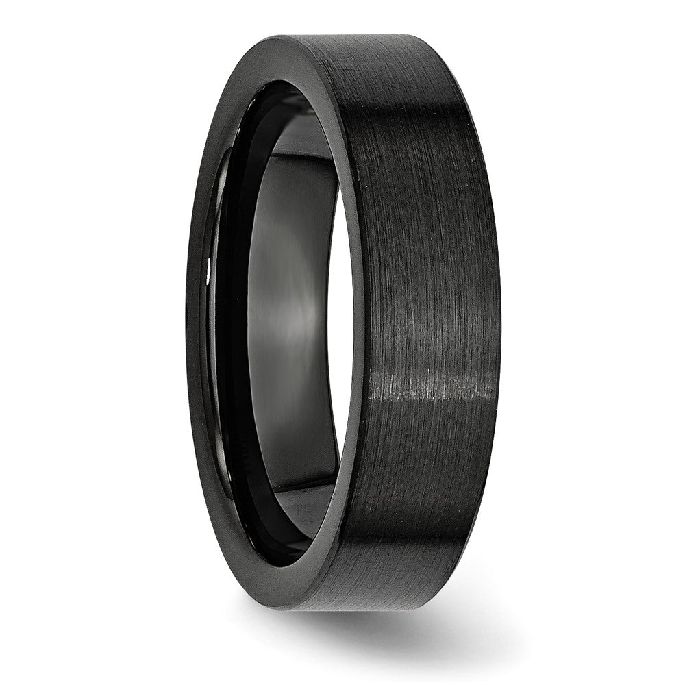 Buy Stylish 6mm Brushed Black Ceramic Flat Chisel Band - Luxury Value Ring