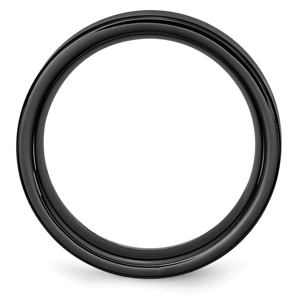 Brushed Black Ceramic 8mm Flat Chisel Band Ring