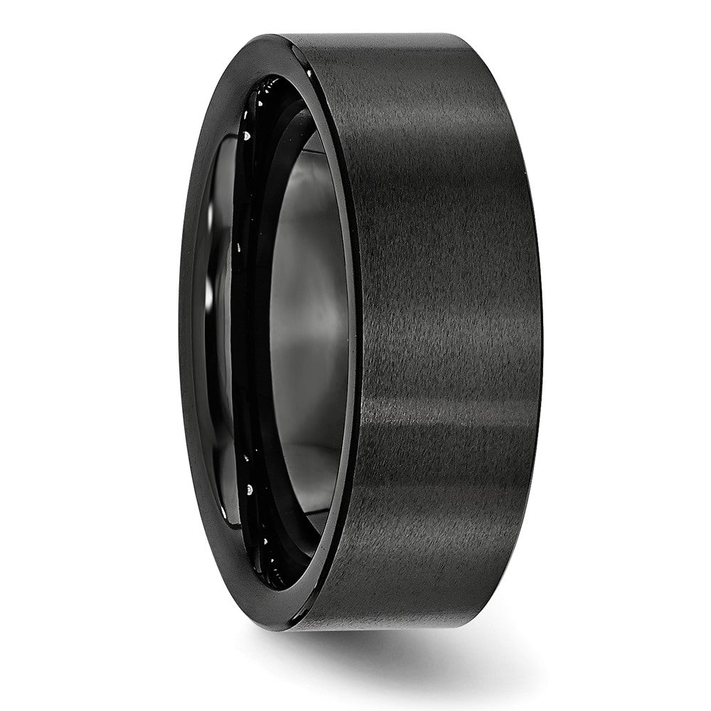 Buy Stylish 8mm Brushed Black Ceramic Flat Chisel Band - Luxury Value Ring