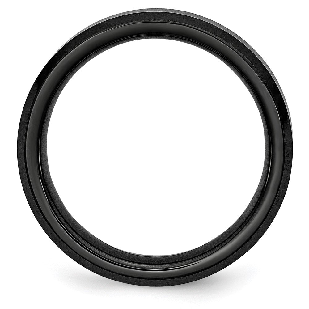 High-Quality Chiseled Black Ceramic 6mm Beveled Edge Band - Stylish Finish