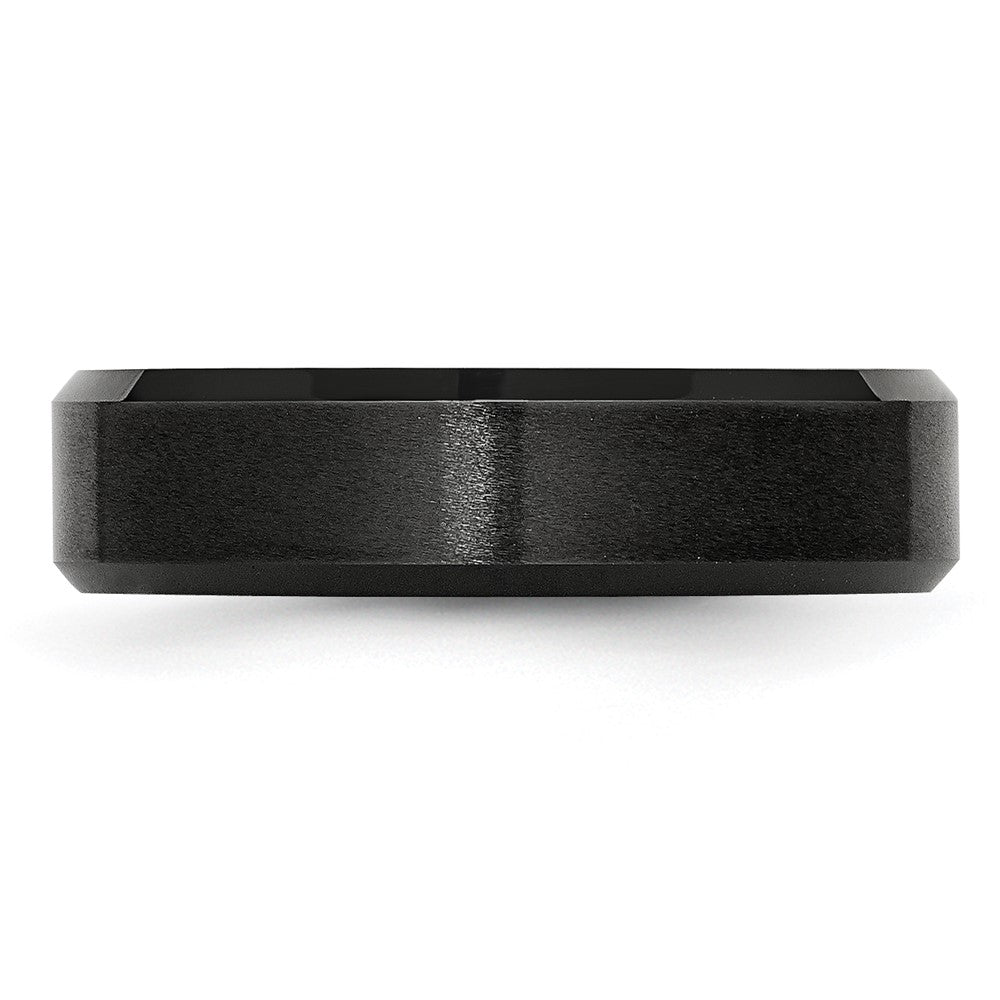 Exclusive 6mm Black Ceramic Chisel Beveled Edge Band | Stylish Brushed & Polished Finish