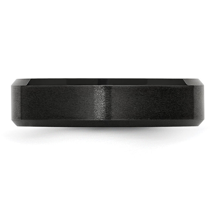 High-Quality Chiseled Black Ceramic 6mm Beveled Edge Band - Stylish Finish!-3