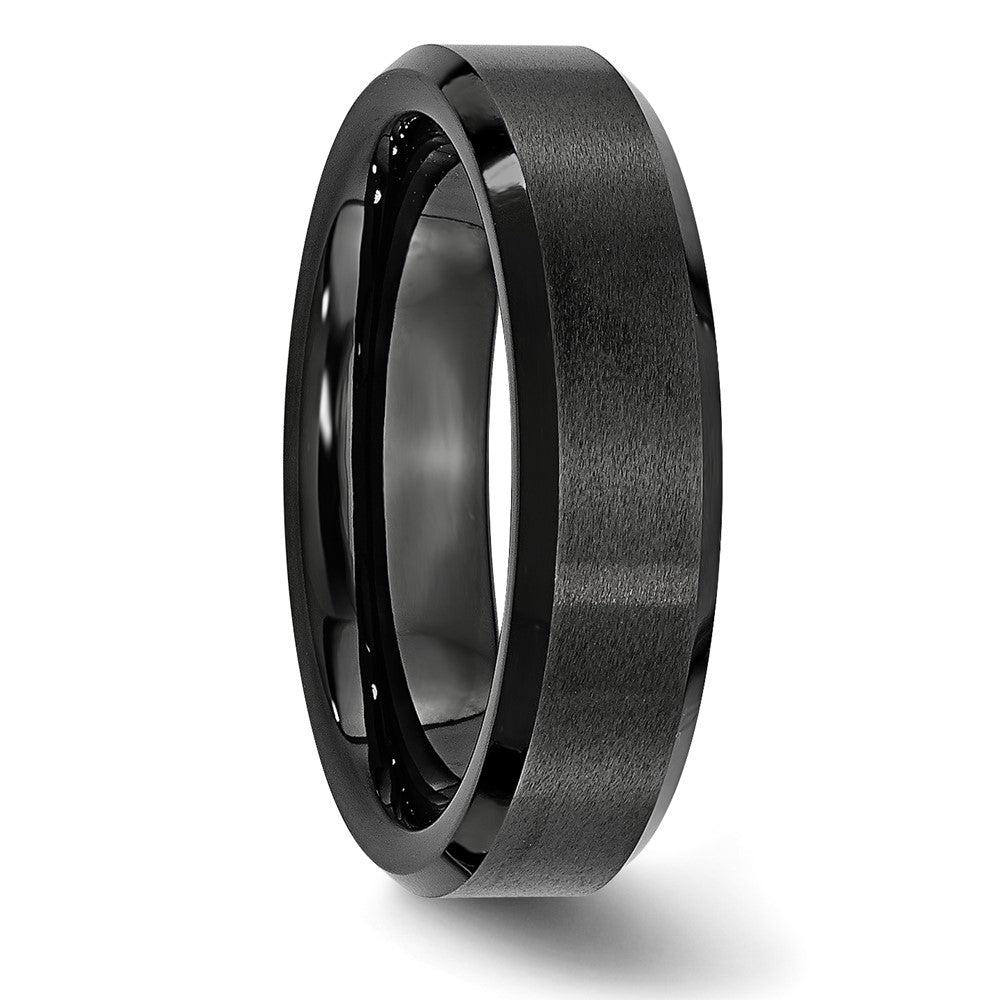 Buy Stylish 6mm Chisel Black Ceramic Band with Beveled Edge Finish