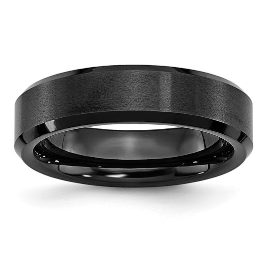 Exclusive 6mm Black Ceramic Beveled Edge Band - Stylish Brushed Finish