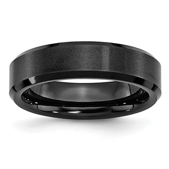 High-quality 6mm Black Ceramic Beveled Edge Band - Stylish Brushed & Polished Finish
