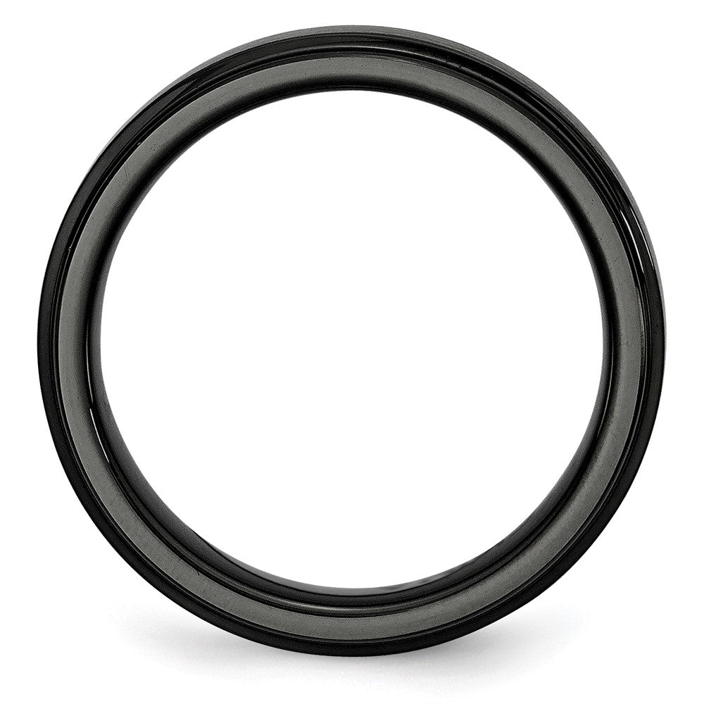 Exclusive 6mm Chisel Black Ceramic Band - Stylish Brushed & Polished Finish