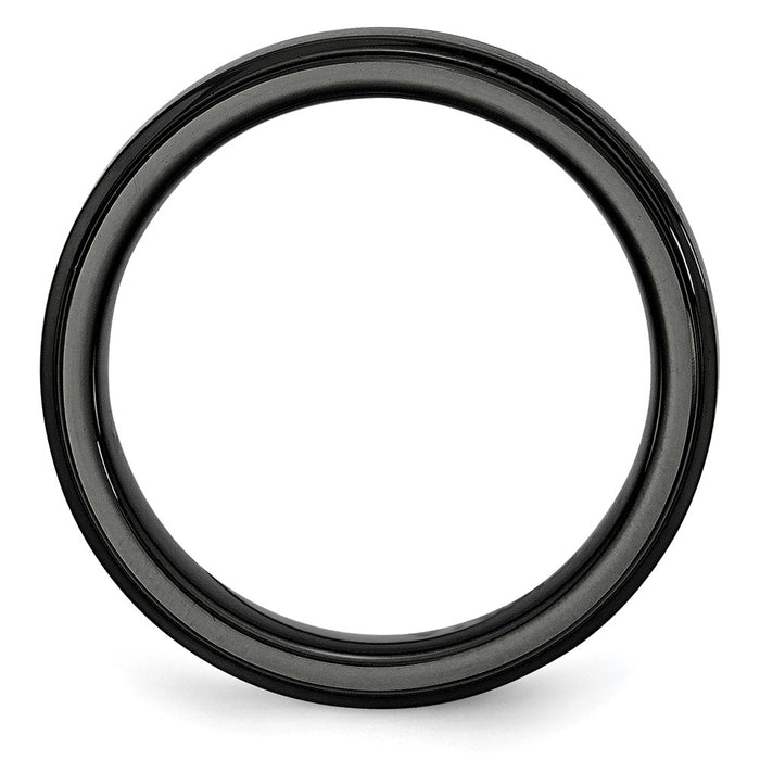 Exclusive 6mm Chisel Black Ceramic Band - Stylish Brushed & Polished Finish-2