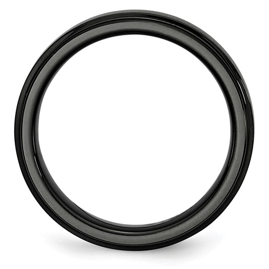 High-Quality 6mm Chiseled Black Ceramic Band - Stylish Brushed & Polished Edge